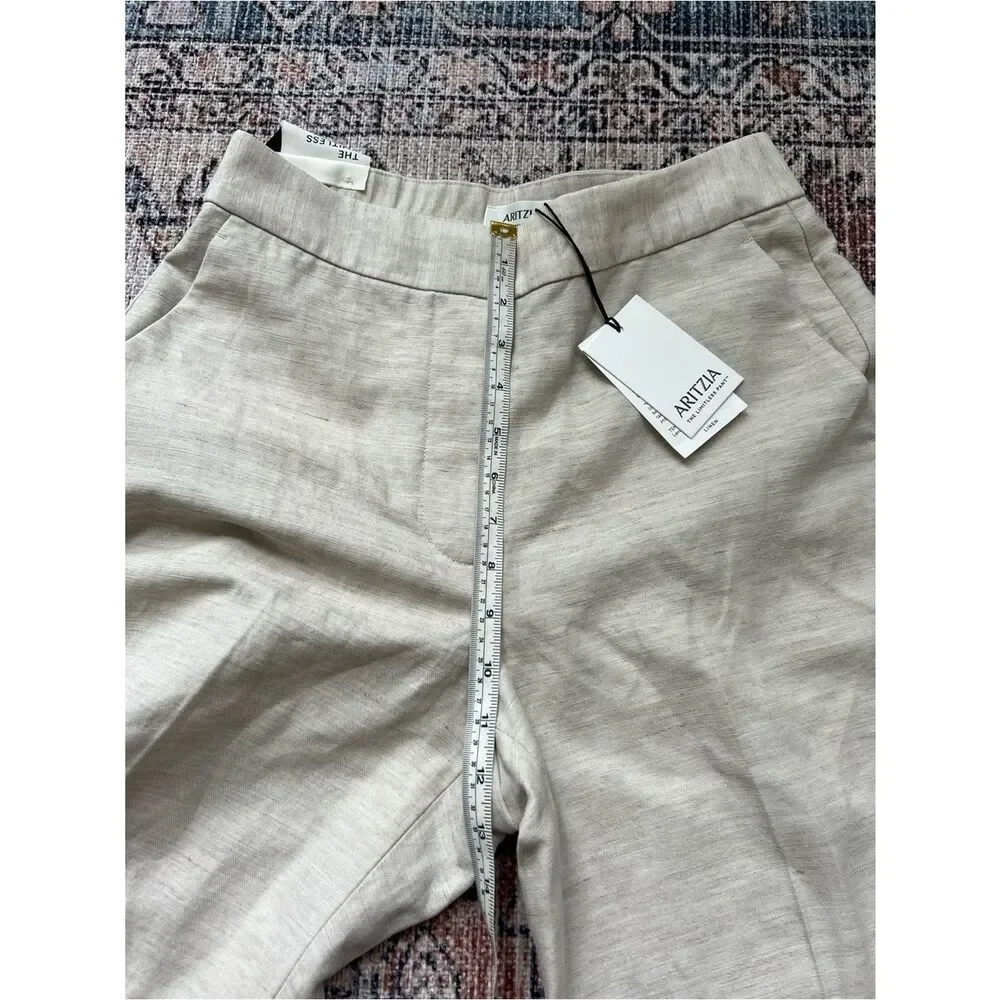 Aritzia The Limitless Pant Linen NWT Natural Ecru Wide Leg Size 6